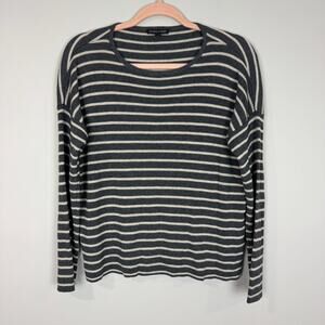 Eileen Fisher Wool Blend Grey Striped Crewneck Sweater XS